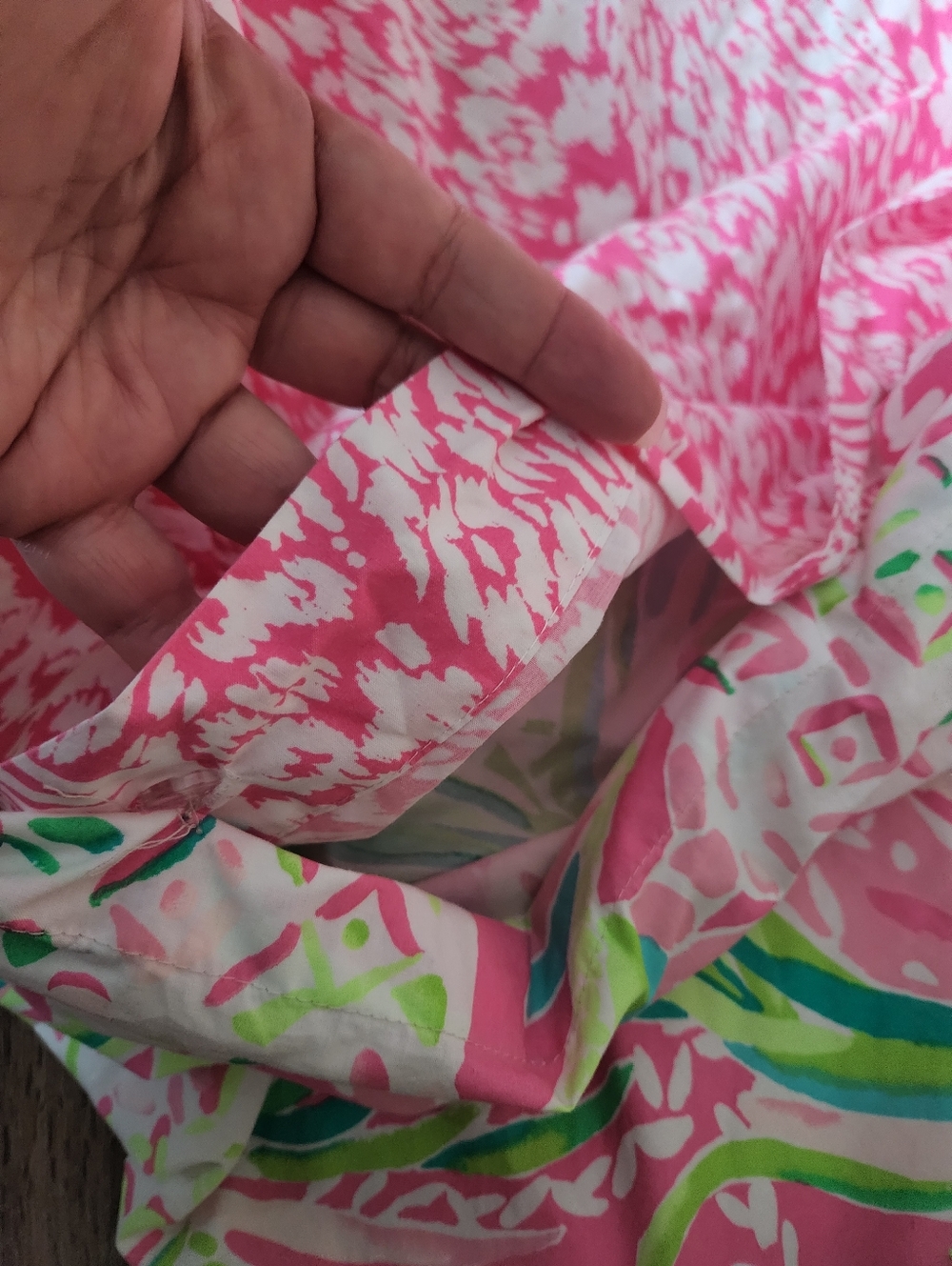 Lilly Pulitzer Pink & Green Tropical Print Quilt Cover by Pottery Barn - Picture 5 of 9